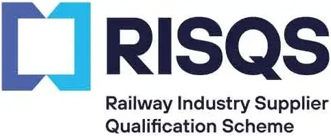 Logo of the Railway Industry Supplier Qualification Scheme (RISQS), featuring a blue and white design with the acronym "RISQS" prominently displayed. The text below indicates the purpose of the scheme related to qualification in the railway industry.